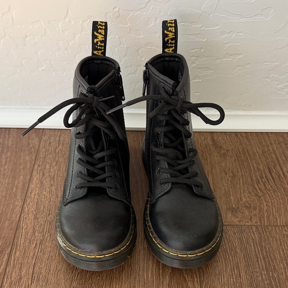 Dr. Martens Black Lace-Up Boots with Yellow Stitching - Size 13 - Picture 2 of 10